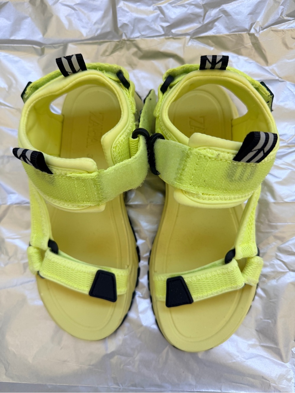 Zara Neon Yellow Adjustable Strap Sandals